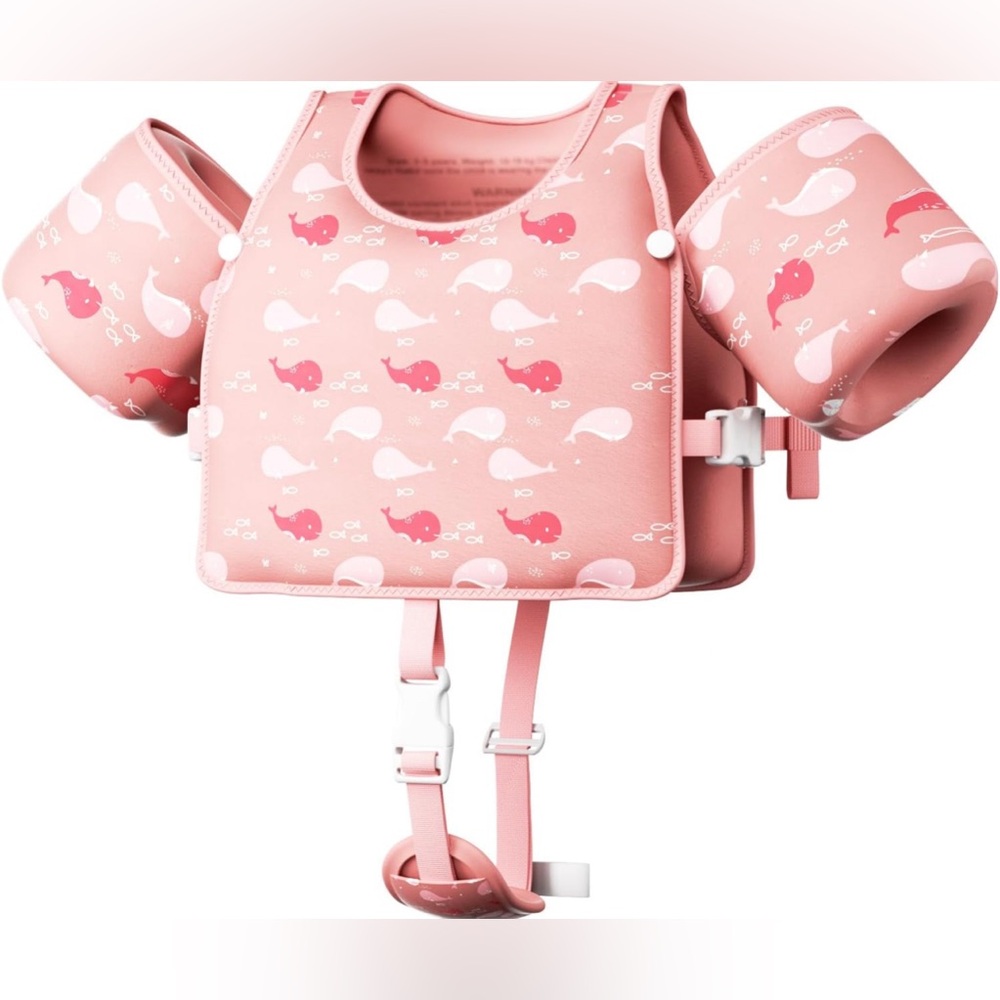 Pink Whale Pattern Swim Vest Floaties for Toddlers Size: 2-3 Years Old NWOT